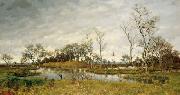 unknow artist Landscape of swamp with heron France oil painting artist
